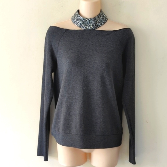 Bailey 44 "Shrine of Terror" Sweatshirt with Embellished Choker S - Picture 7 of 16